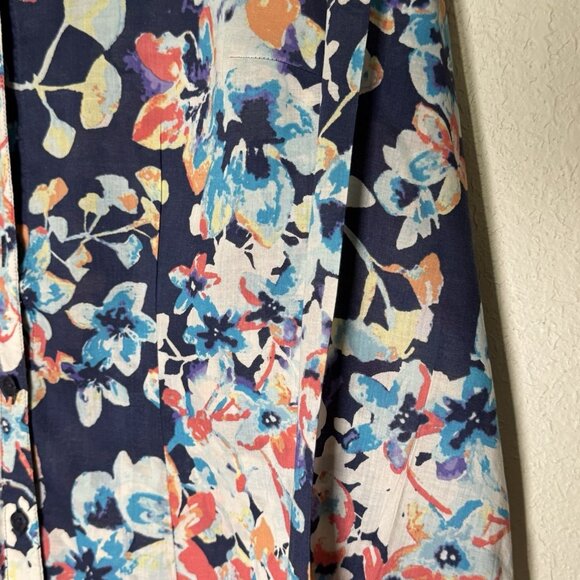 Coldwater Creek No Iron Top Womens Navy Beautiful Floral XL16 - Picture 4 of 14
